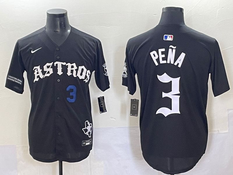 Men 2025 Houston Astros #3 Pena Black Seven generations Joint Name Nike MLB Jersey style 7041->ncaa teams->NCAA Jersey